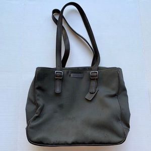 Coach Gray&Brown Nylon&leather Shoulder Purse